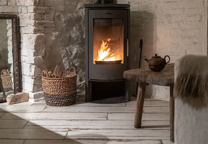 log burner burning brightly